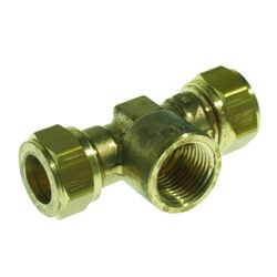 Knelovergangs-T-stuk, messing, 12 x 1/2" x 12 F, (drink)water, VSH VSH Super S1223